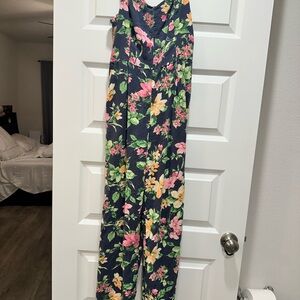 Old Navy Navy Floral Jumpsuit